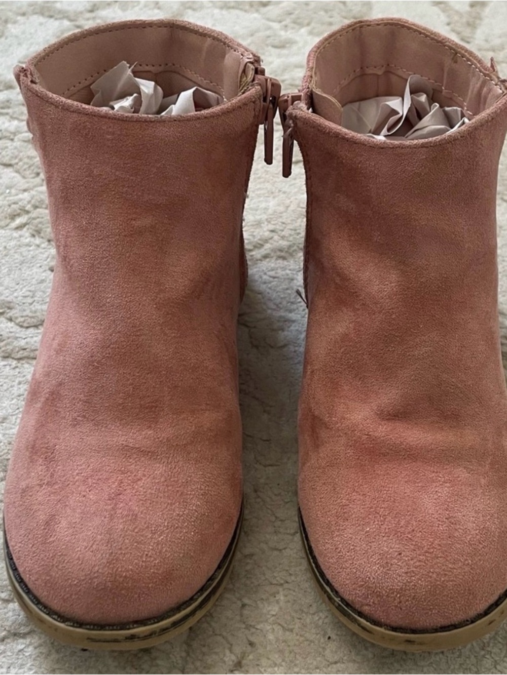 Cat & Jack Kids Faux Suede Zipper Ruffle Ankle Boots, Pink Size 11 (Toddler) - Picture 4 of 6